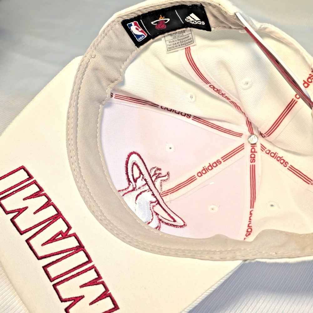 Adidas Miami Heat Snapback Hat White Red NBA Mesh Adjustable Baseball Cap Adult - Picture 6 of 8